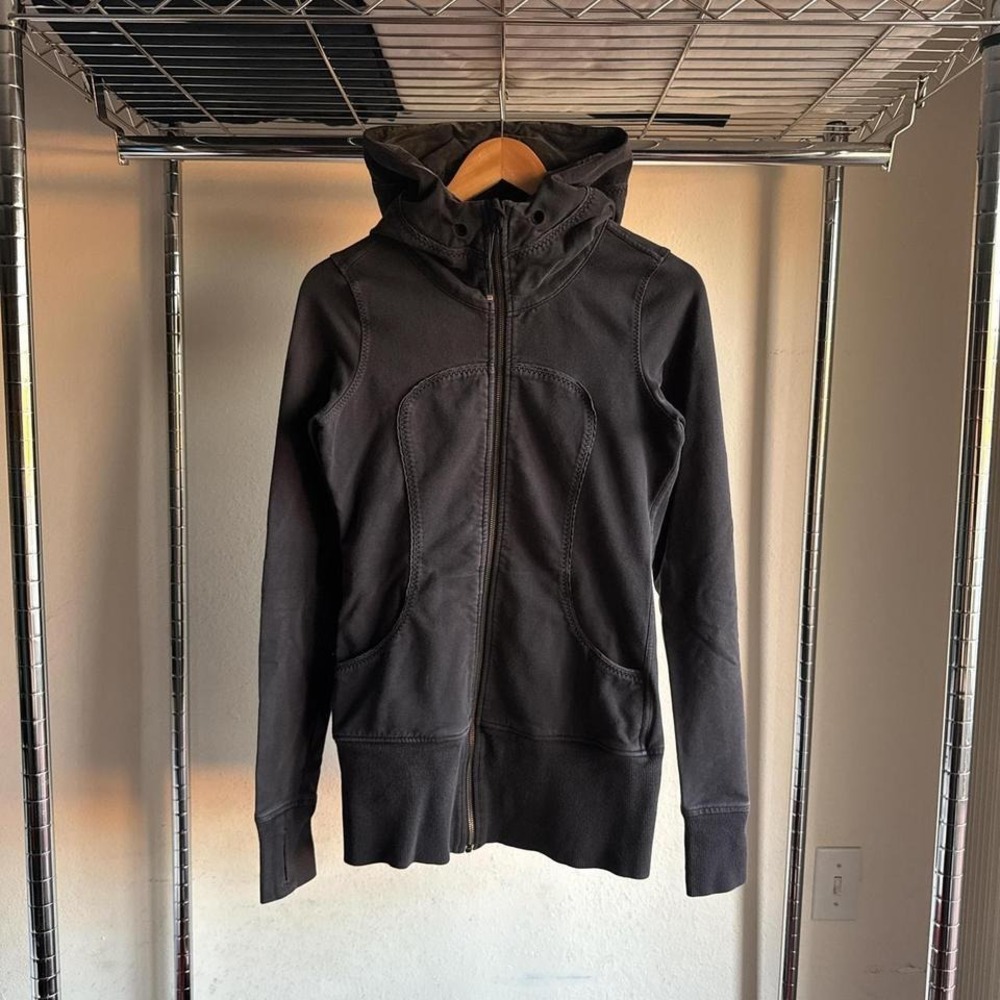Lululemon Scuba Full Zip Define Jacket Hoodie Black Thumb Holes Athleisure